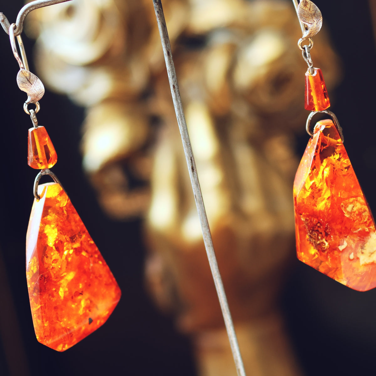 Quintessential 1960's Baltic Amber Drop Earrings
