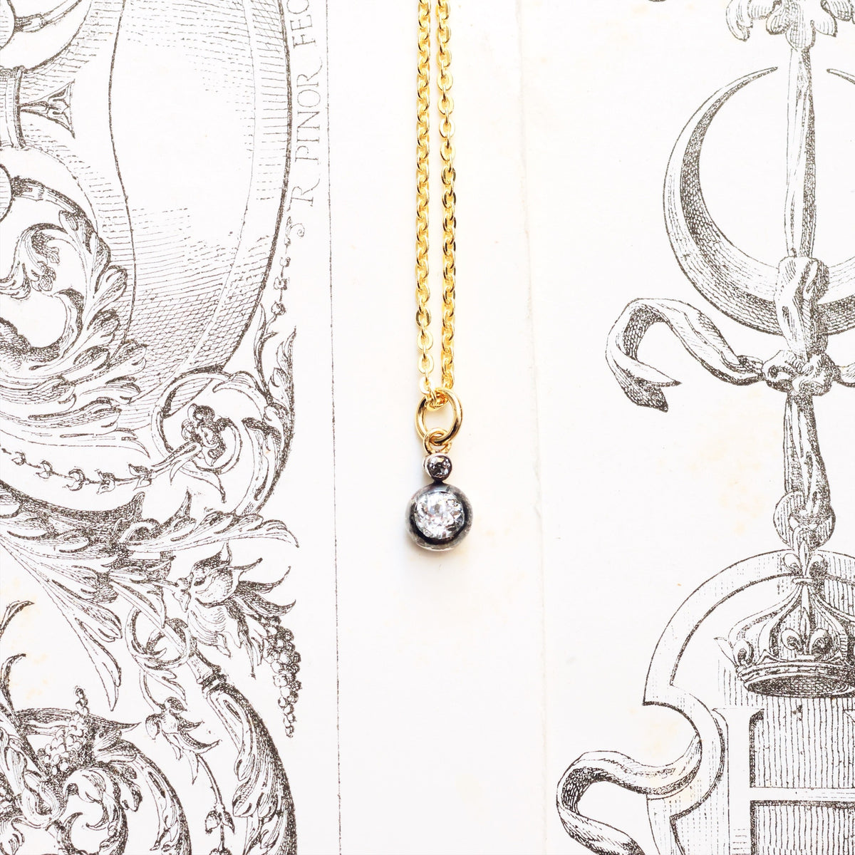 Recycled Antique Diamond Pendant & Chain