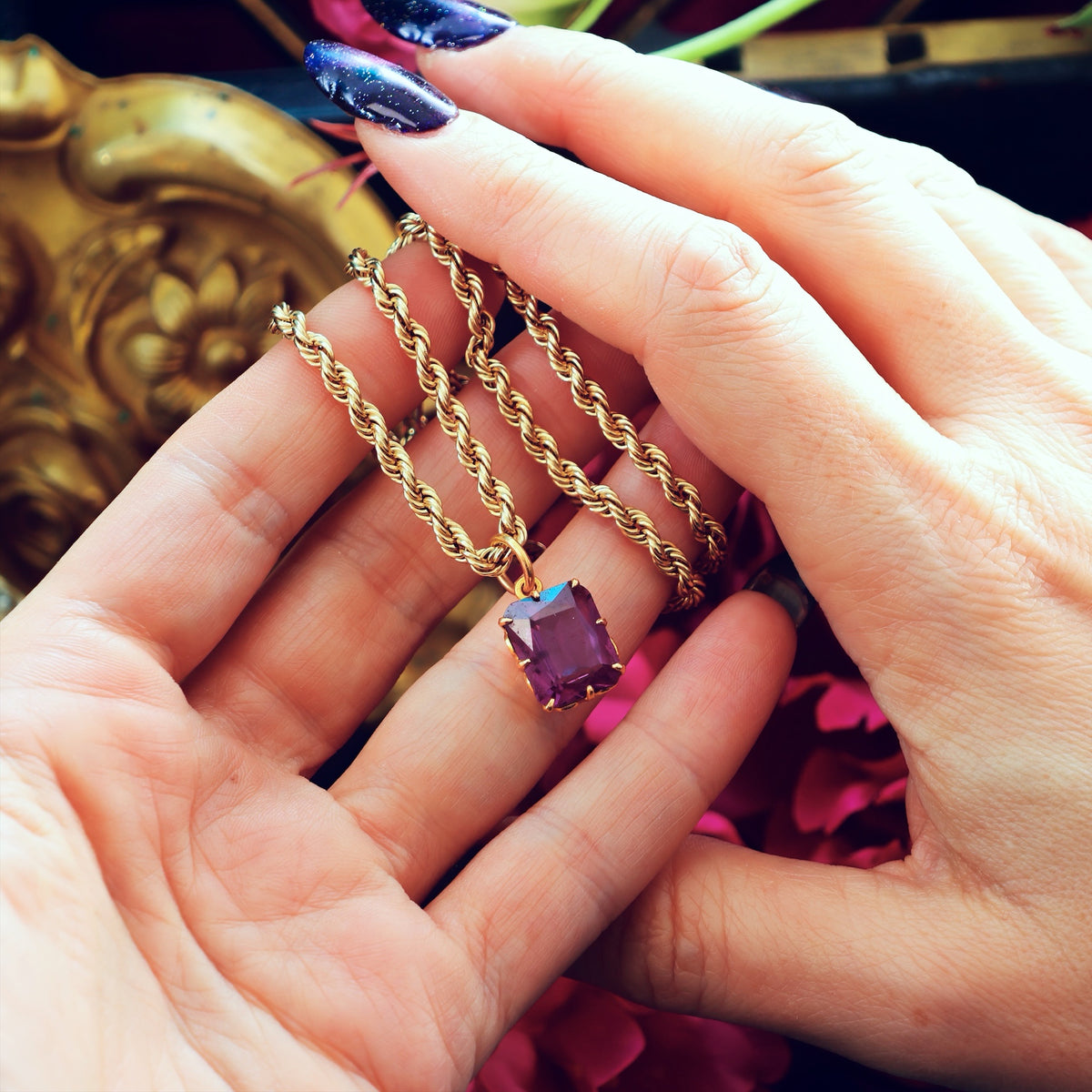 Boldly Purple! Vintage 1980's Synthetic Alexandrite Pendant