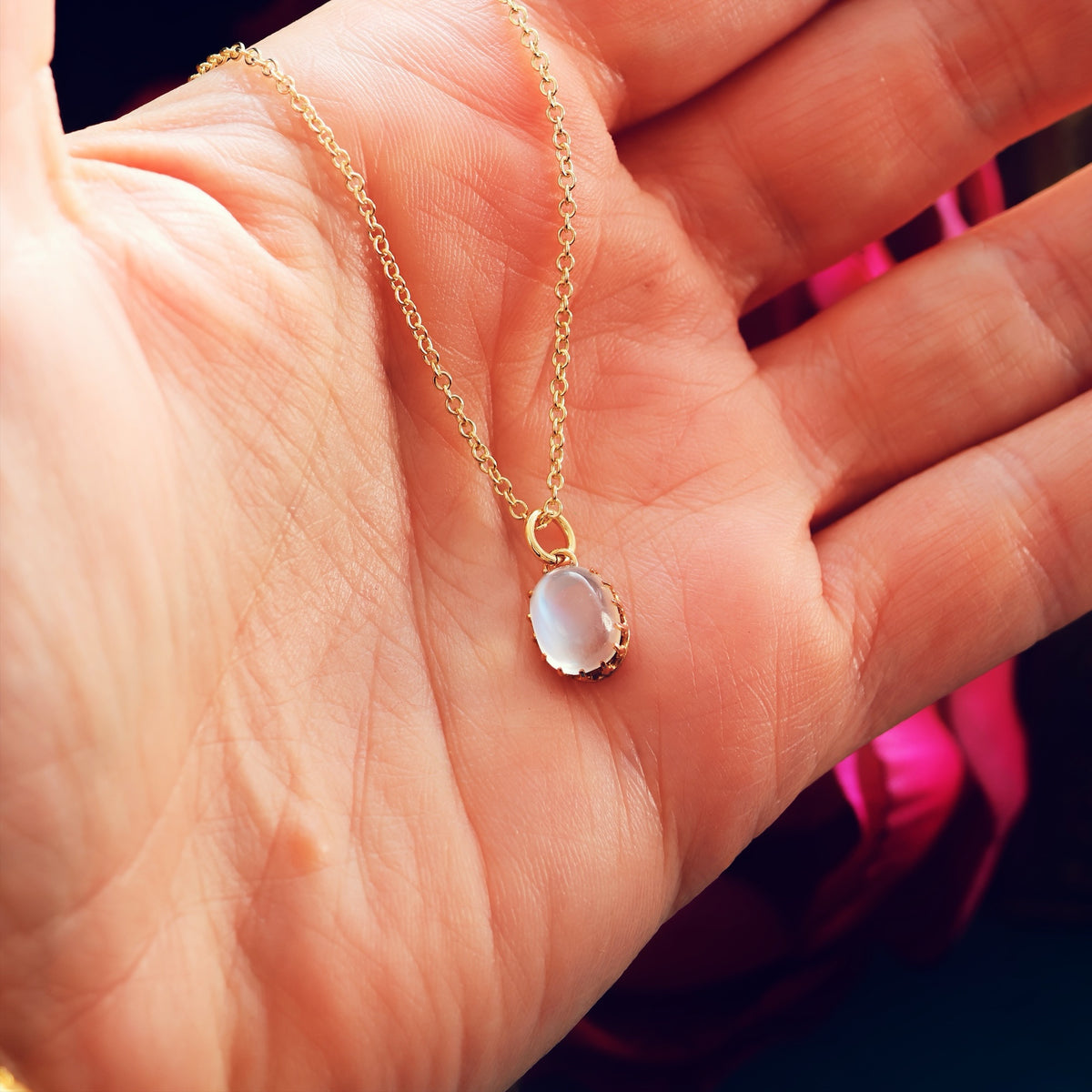Antique Edwardian Blue Moonstone Necklace