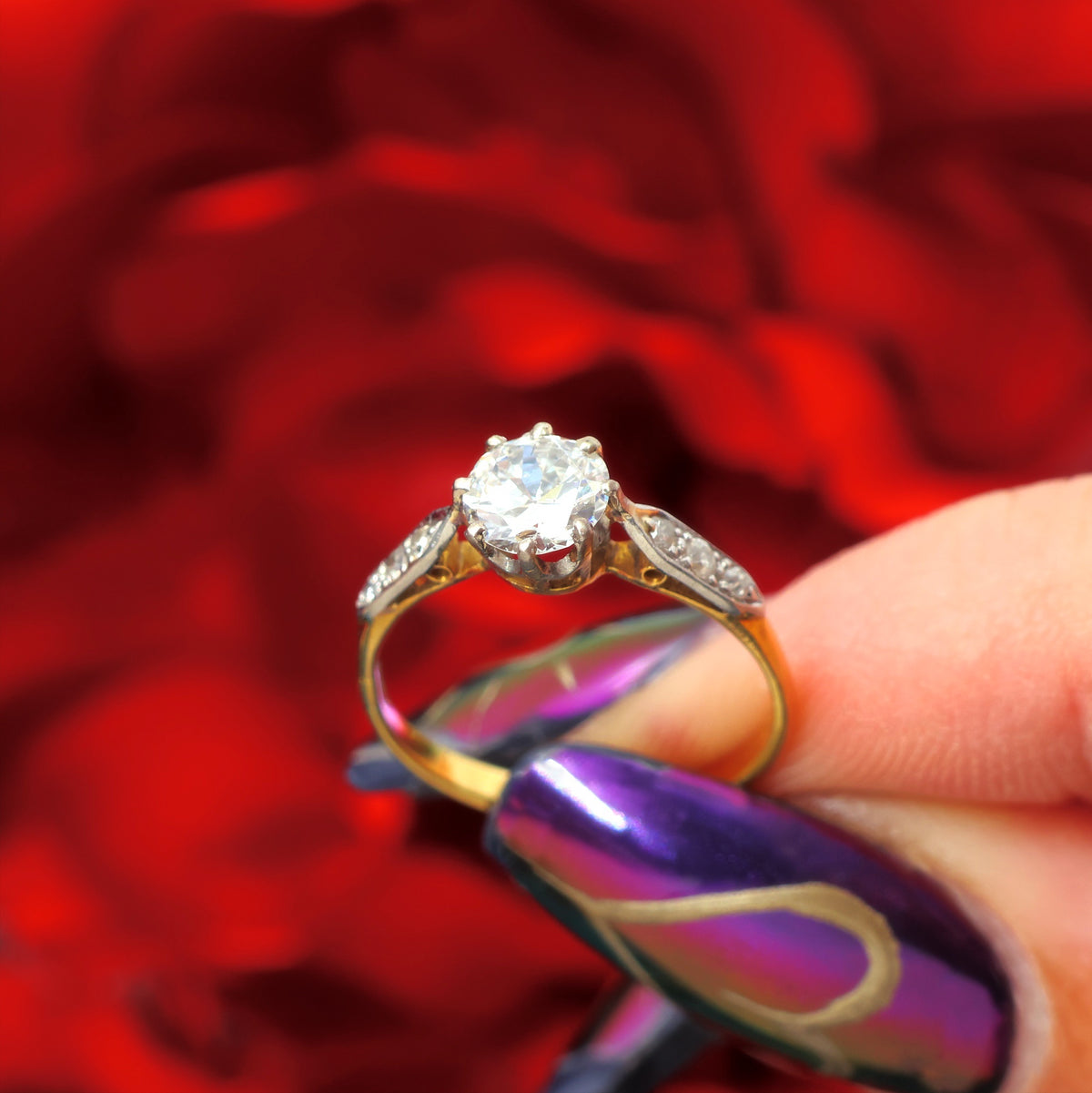 Certificated Vintage 0.70ct Old Euro Diamond Engagement Ring