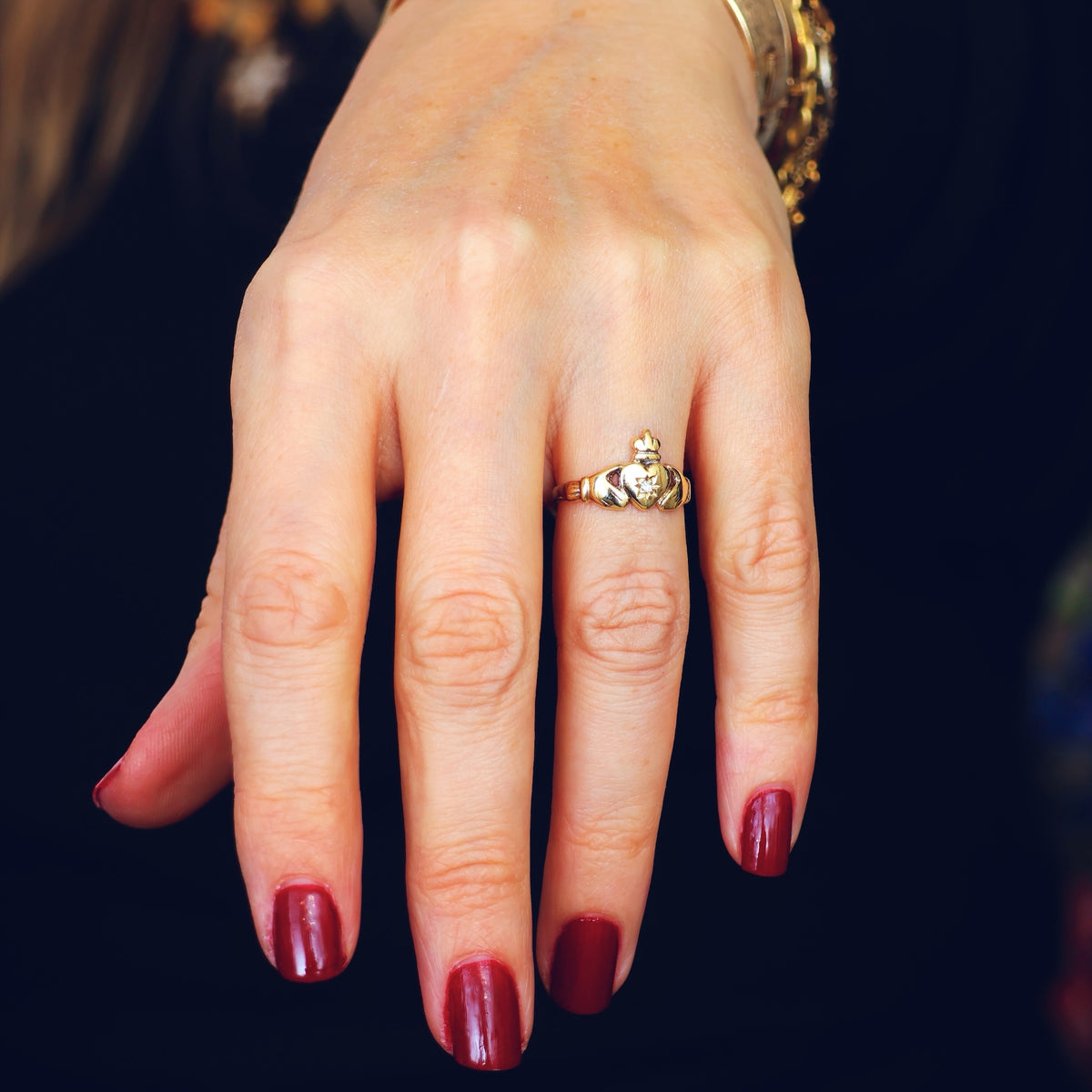 Recycled 9ct Gold & Diamond Claddagh Ring