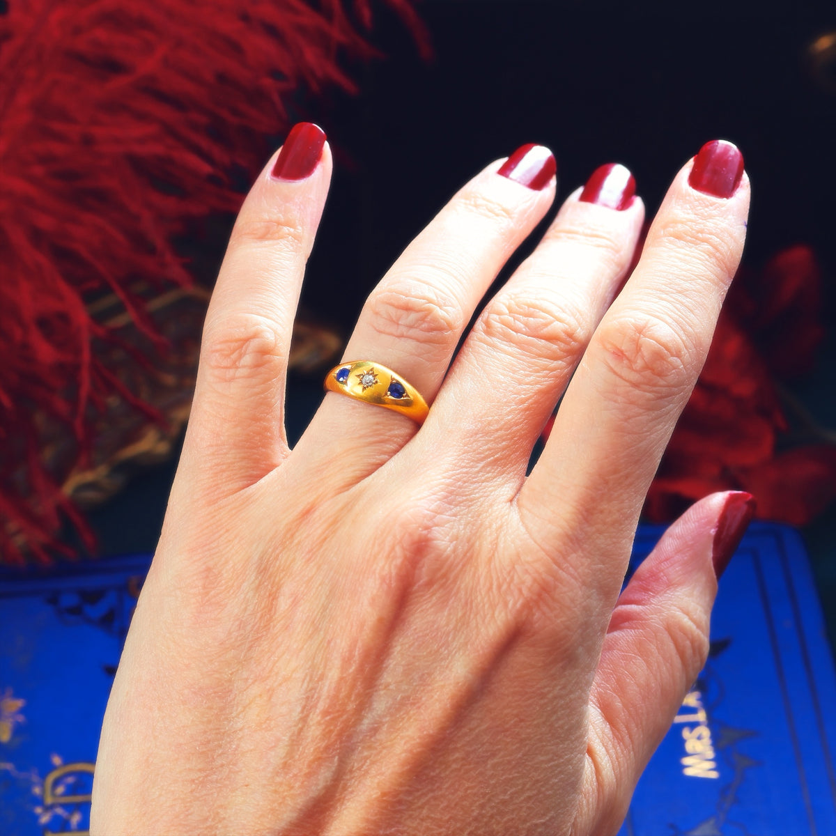 Date 1900 Sapphire & Diamond Gypsy Ring