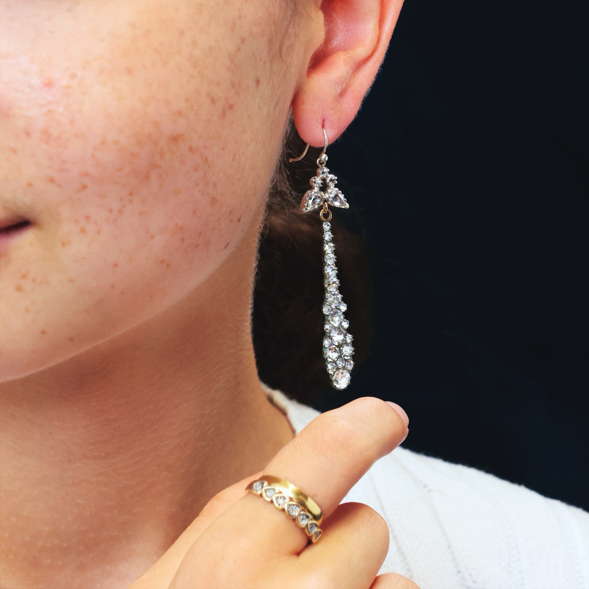 Stunning Antique Georgian Paste Drop Earrings