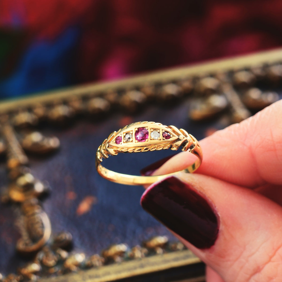 Antique Date 1904 18ct Ruby & Diamond Ring