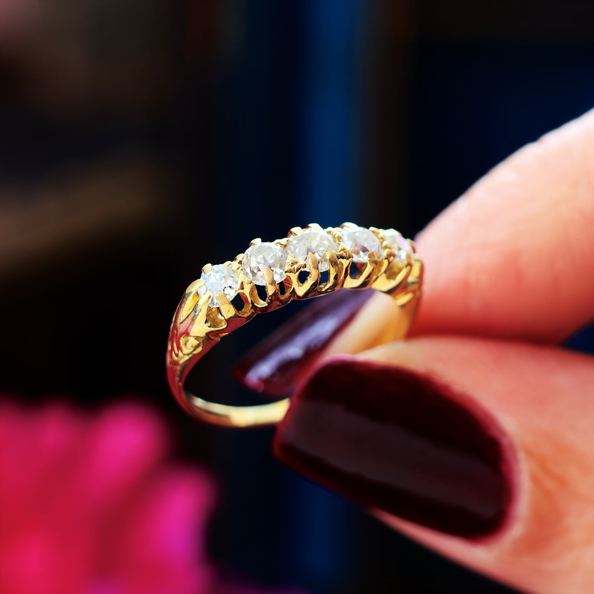 Splendid Antique Five Stone Diamond Engagement Ring