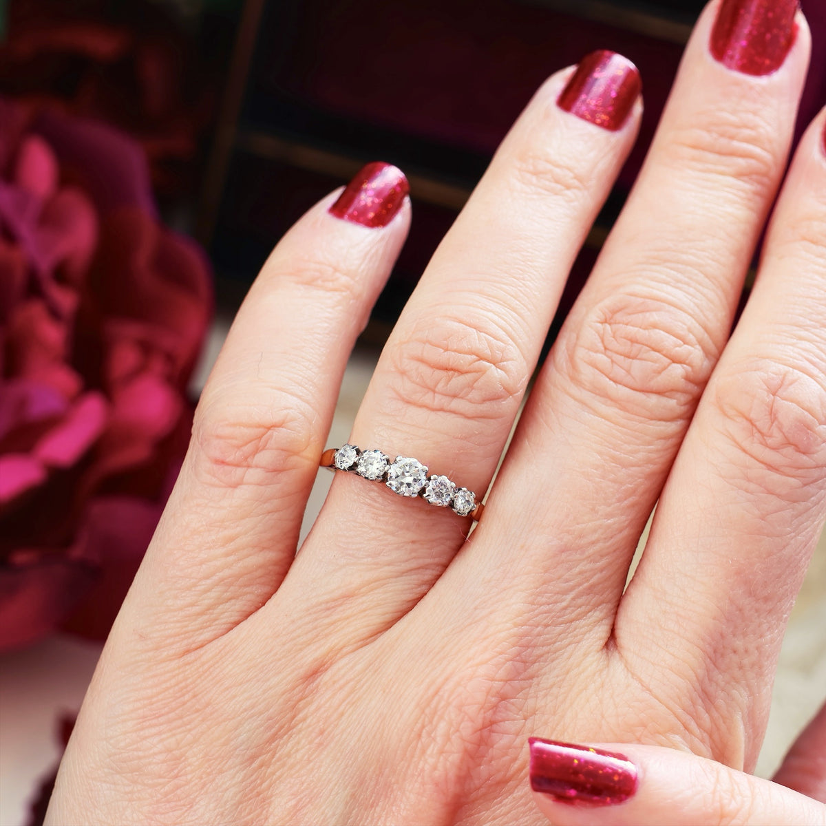 Divine Lovely! Vintage Five Stone Diamond Engagement Ring