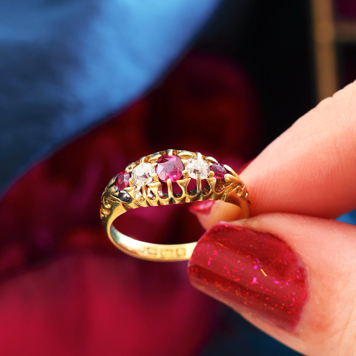 Antique Date 1901 Ruby & Diamond Engagement Ring