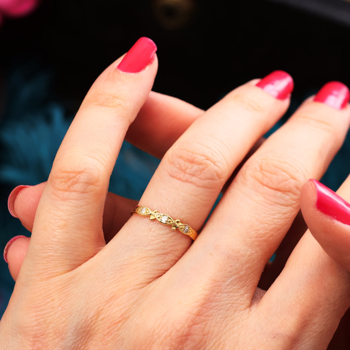 Vintage Style Recycled 18ct Gold & Diamond Ring