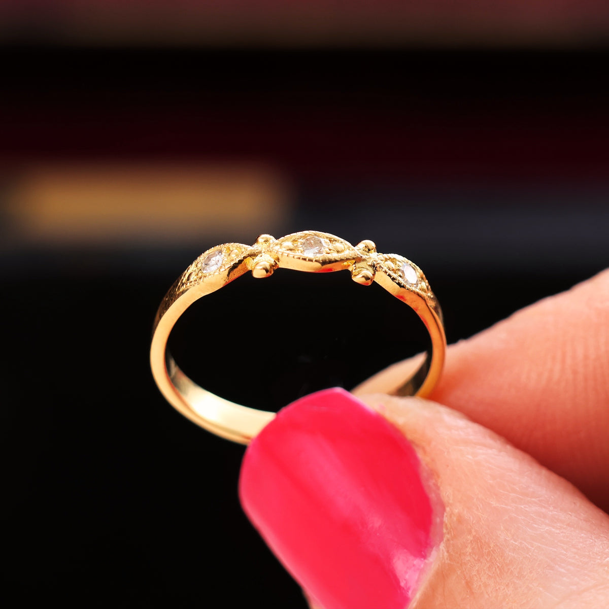 Vintage Style Recycled 18ct Gold & Diamond Ring