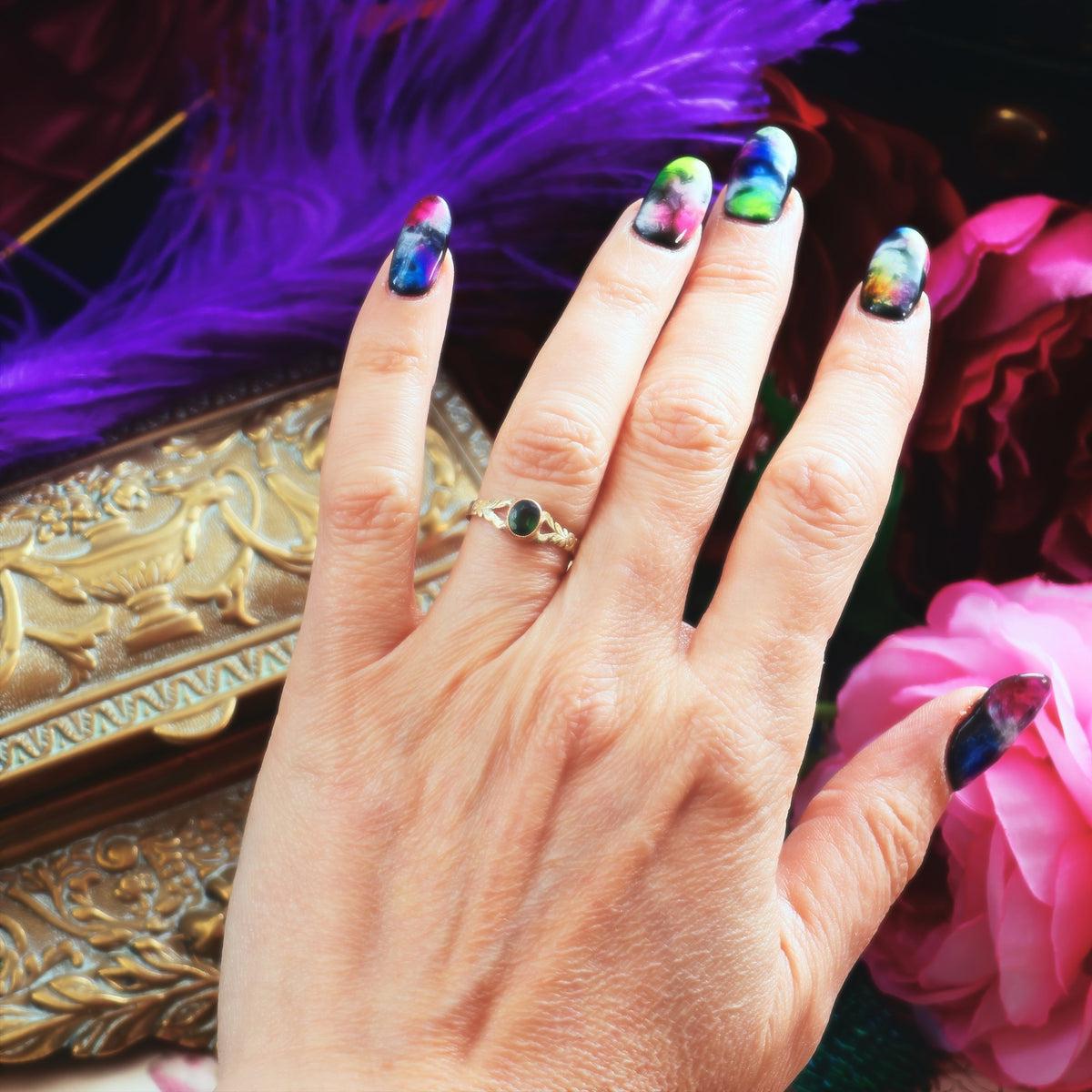Antique Victorian Olive Green Sapphire Ring