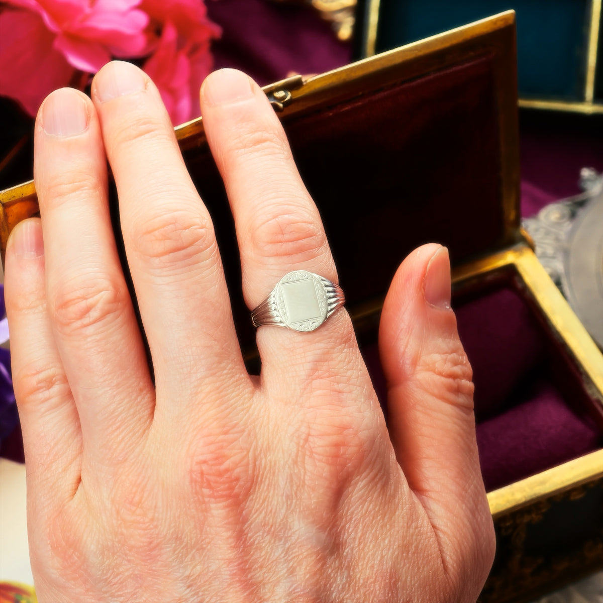 Vintage Styled Recycled Silver Signet Ring