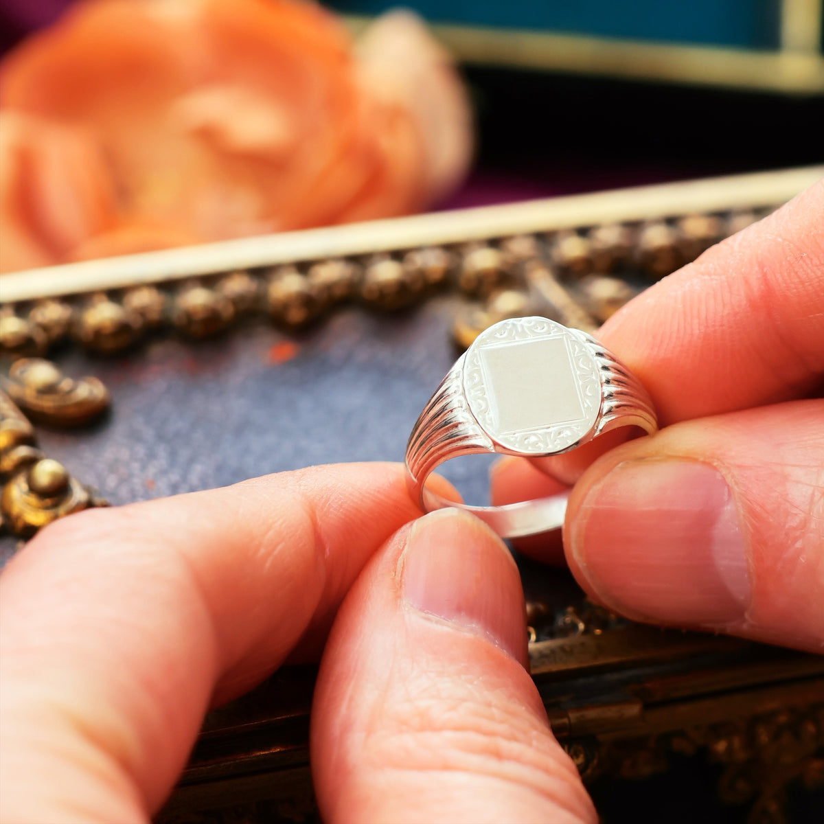 Vintage Styled Recycled Silver Signet Ring