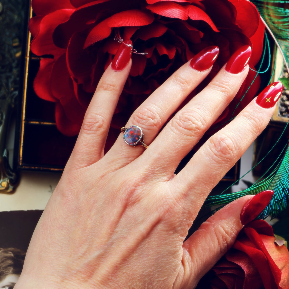Scarce Find! Vintage Black Magic Opal Ring