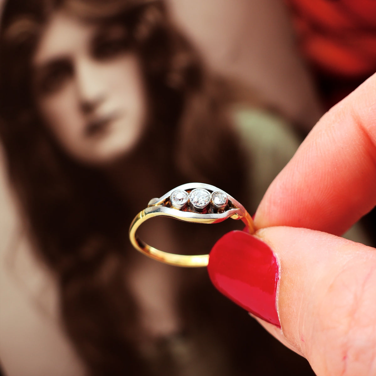 Vintage Diamond Trilogy Crossover Engagement Ring