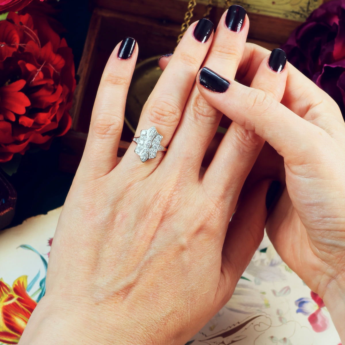 SuperStar Vintage Art Deco Diamond Cluster Ring