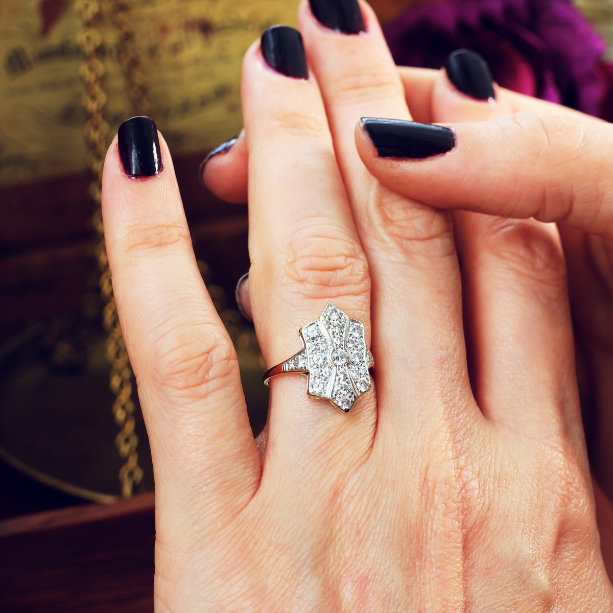 SuperStar Vintage Art Deco Diamond Cluster Ring