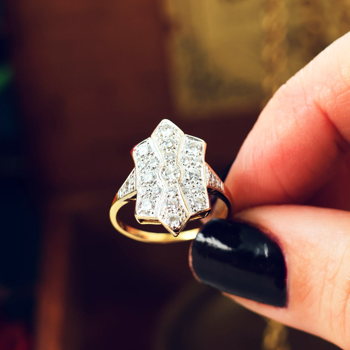 SuperStar Vintage Art Deco Diamond Cluster Ring