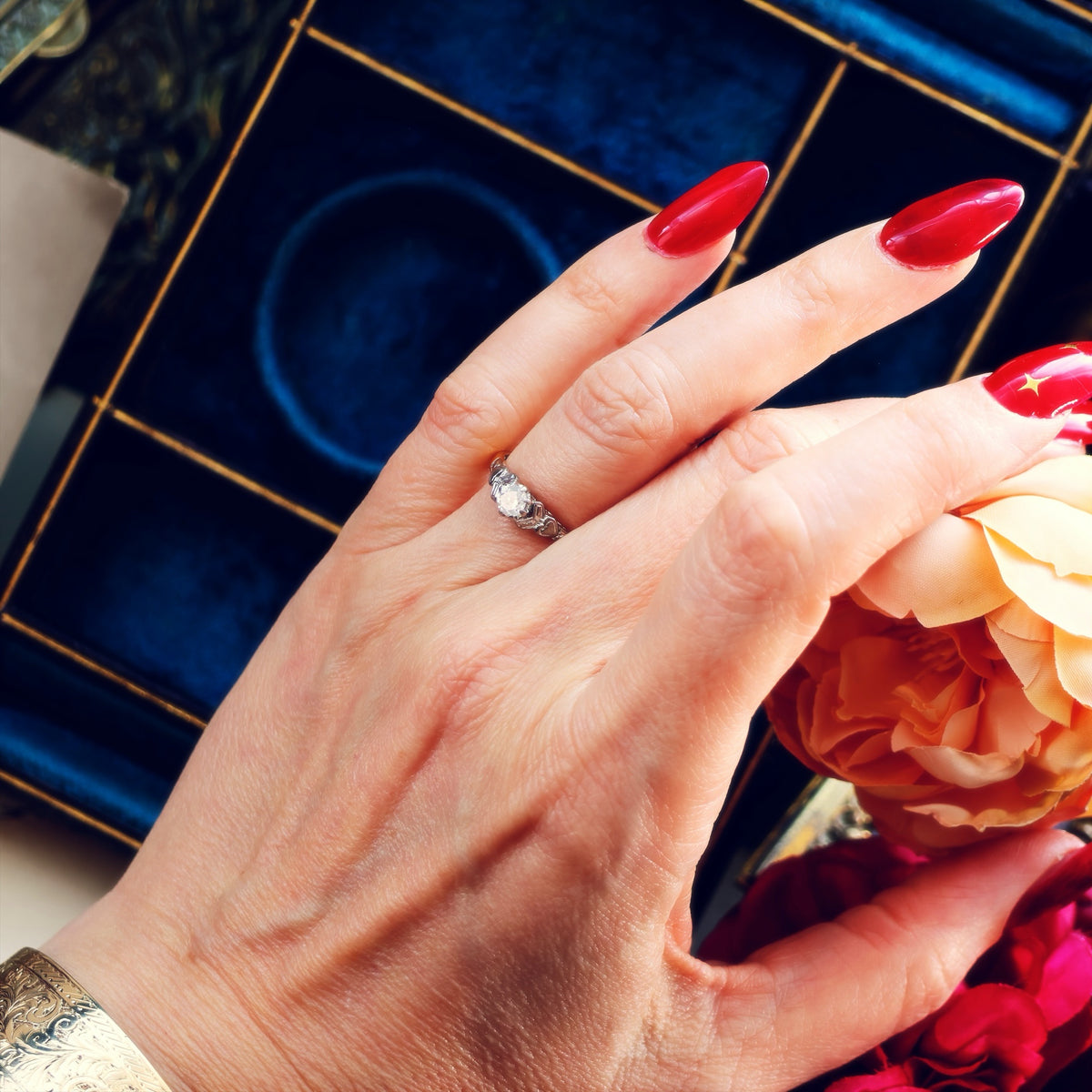 Vintage 1950's hand Cut Diamond Engagement Ring