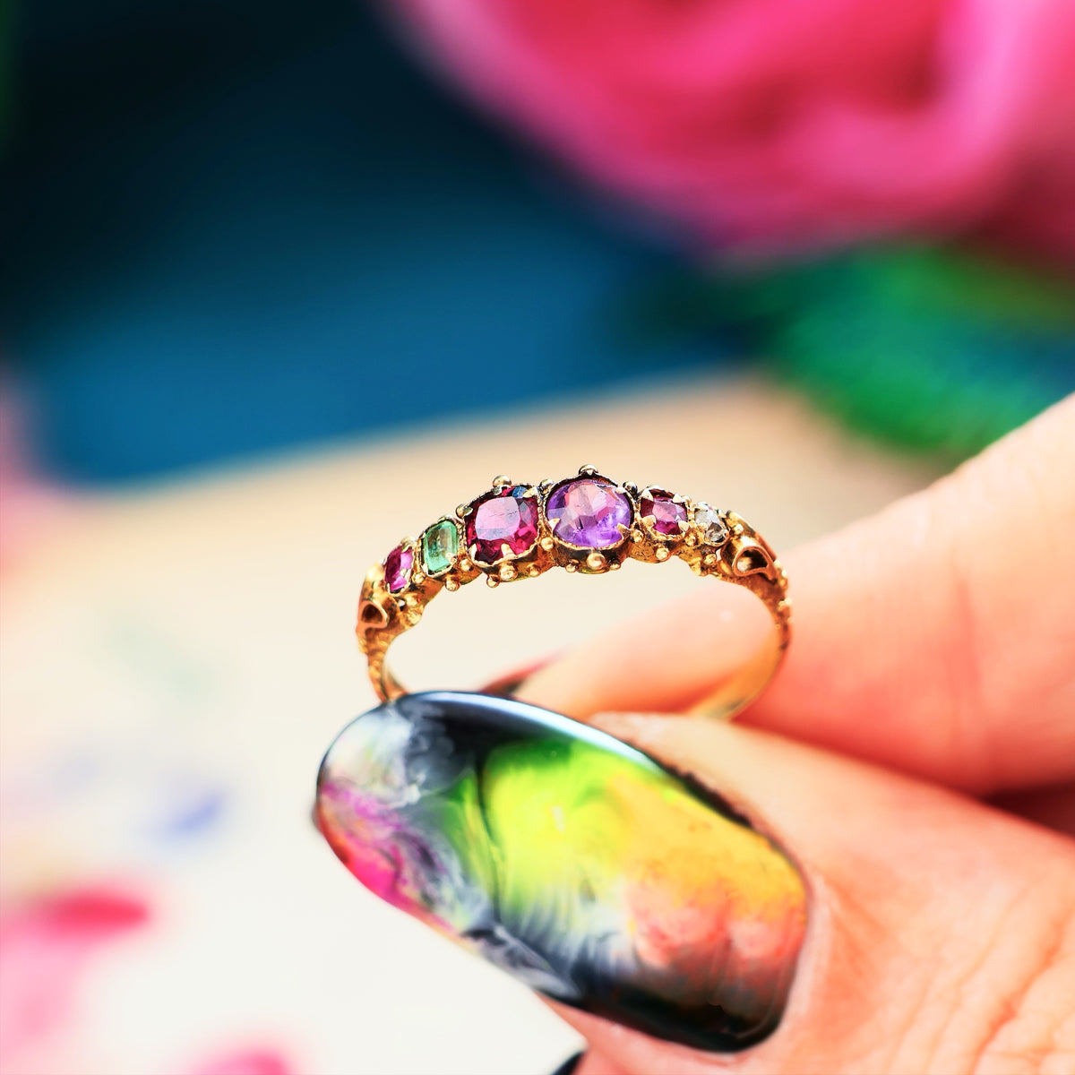 Antique Early Victorian Gemstone REGARD Ring