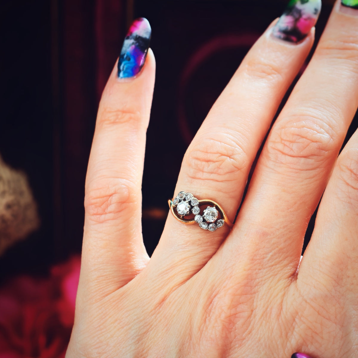 Unique Vintage 'Toi et Moi' Diamond Engagement Ring