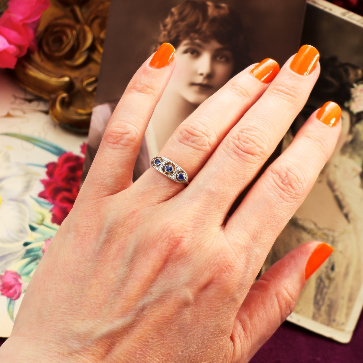 Antique Edwardian Sapphire & Diamond Ring