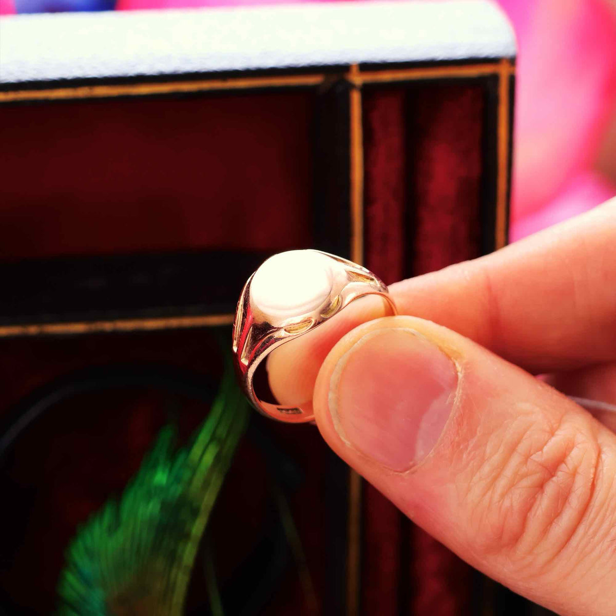 Antique Date 1911 9ct Rose Gold Signet Ring