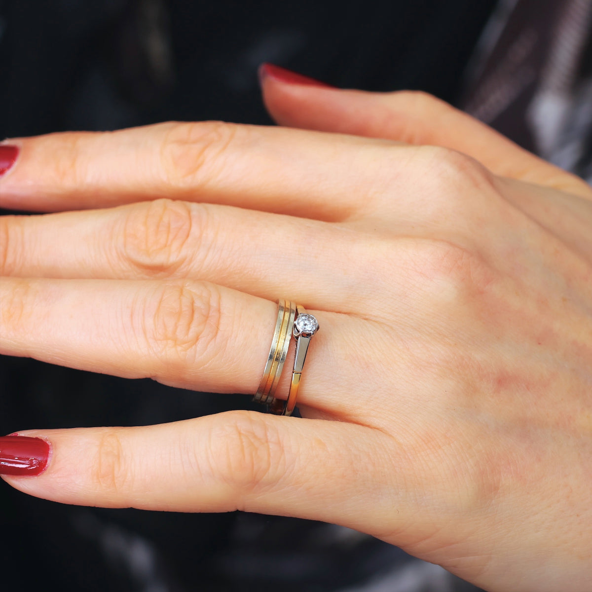 Vintage Italian Size 'L' or '5.75' Two-Colour 14ct Gold Band Ring