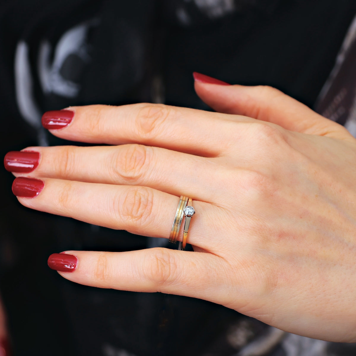 Vintage Italian Size 'L' or '5.75' Two-Colour 14ct Gold Band Ring