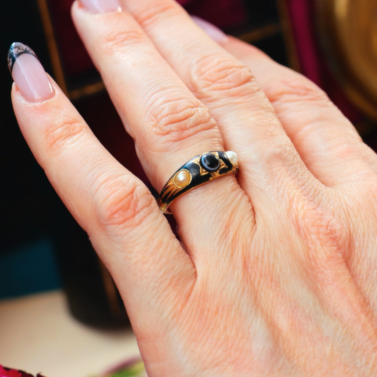 Enamelled Mourning Ring for Charles Hilton dated 1866