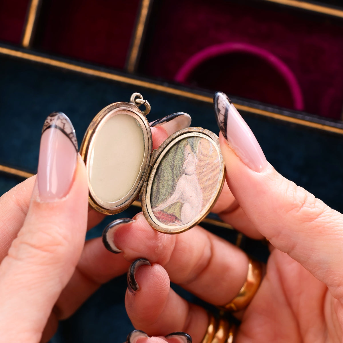 Antique Hand Engraved Oval Silver Locket