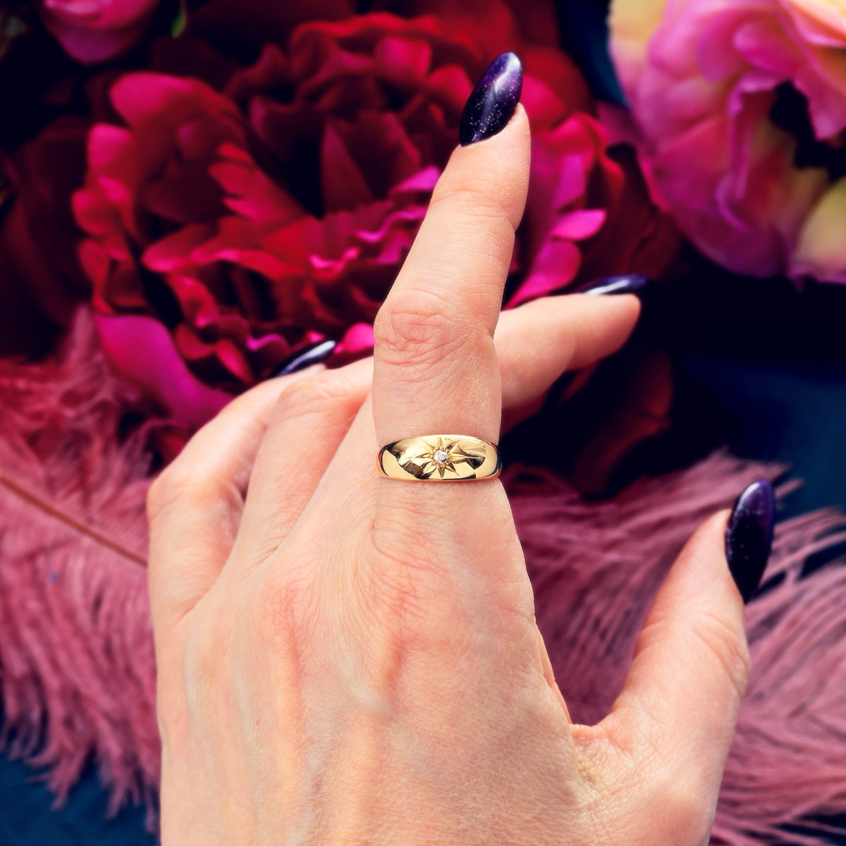 Antique Date 1904 Gypsy Set Diamond Band Ring