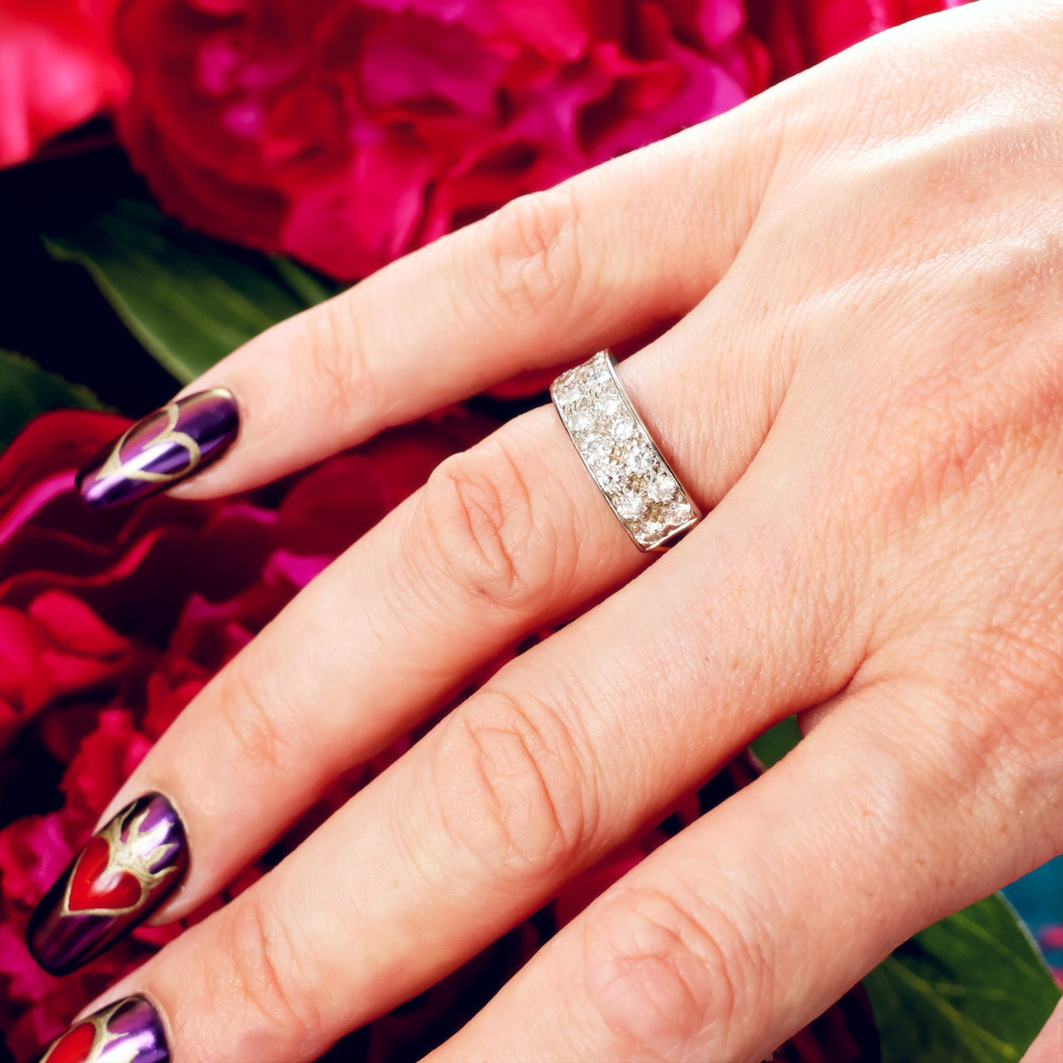 Super Sparkly Statement Vintage Diamond Band Ring
