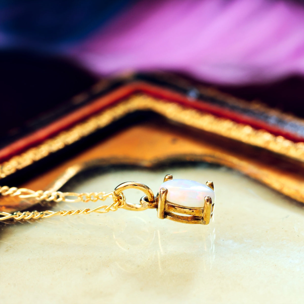 Rainbow Crystal Opal & 9ct Gold Pendant