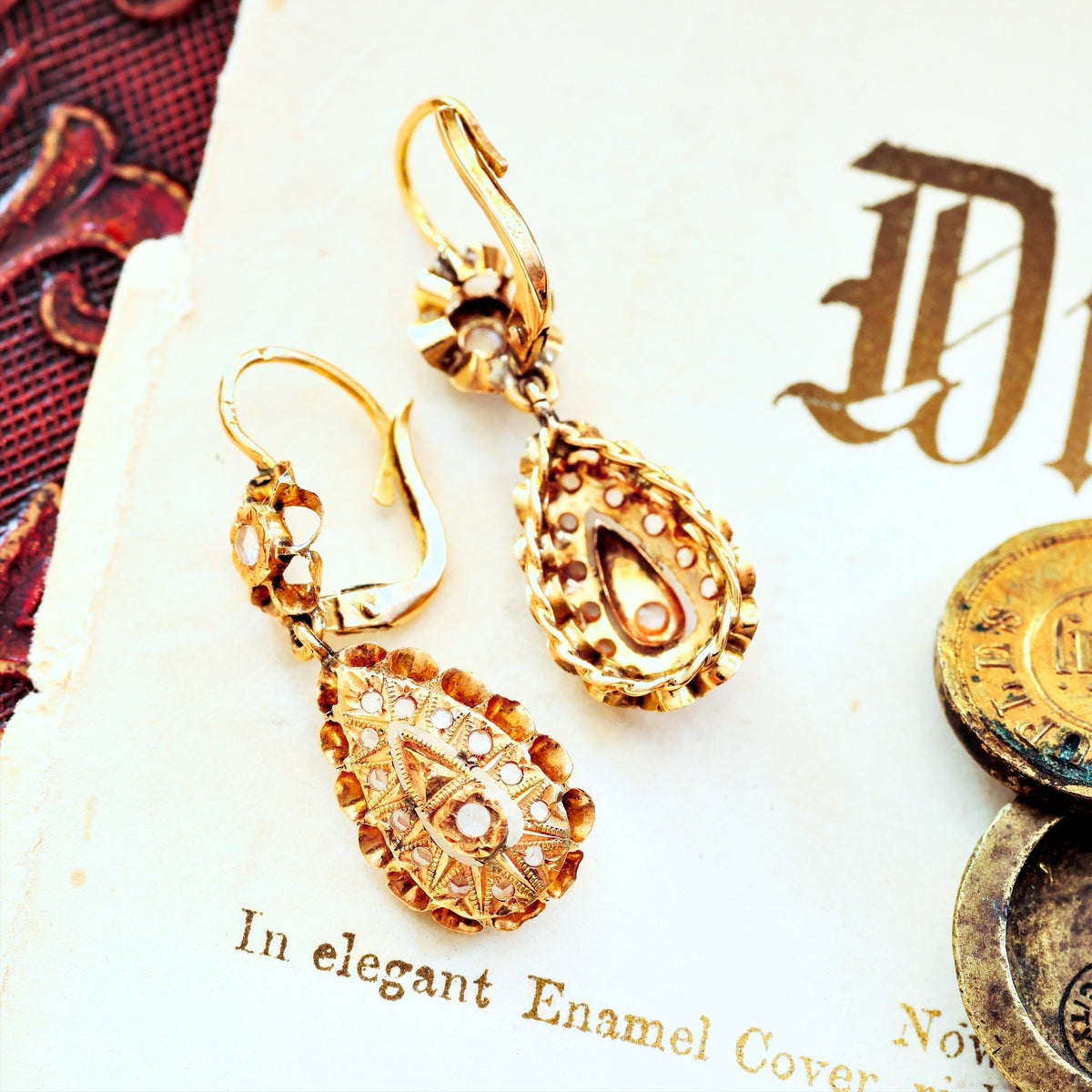 Provincial Iberian Rose Cut Diamond Earrings