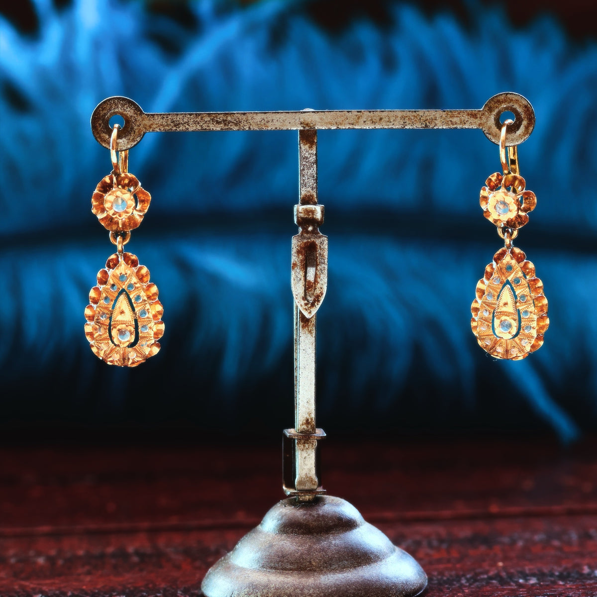 Provincial Iberian Rose Cut Diamond Earrings