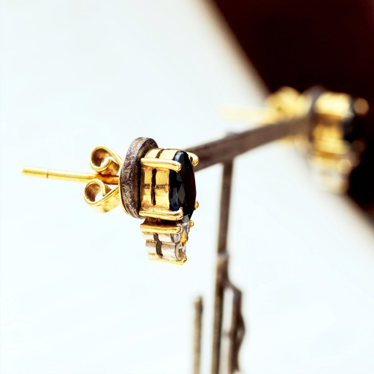 Vintage Sapphire & Diamond Earrings