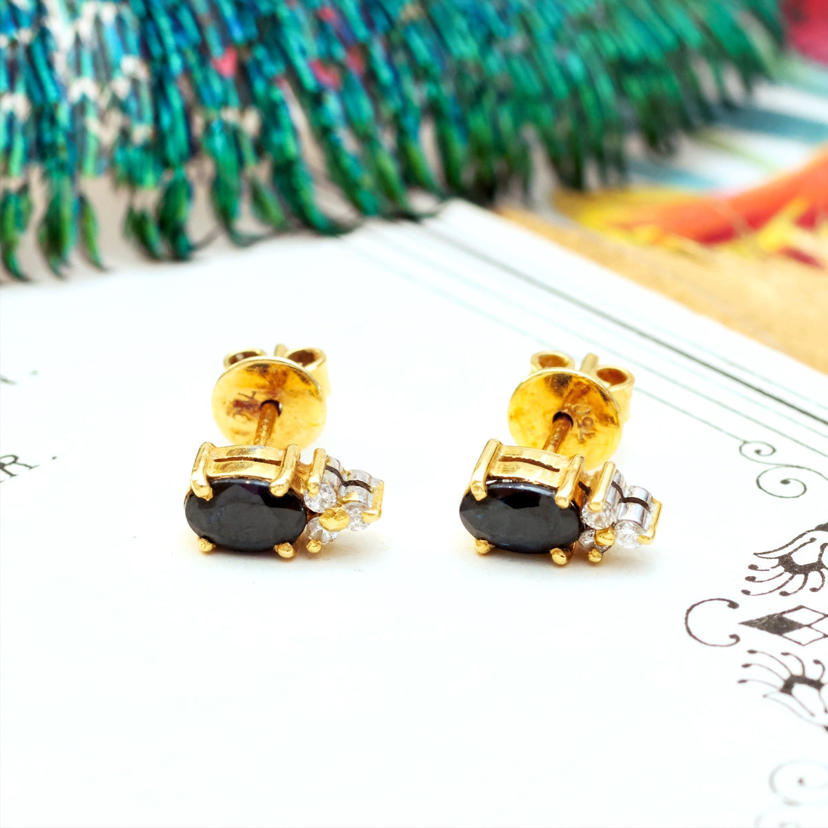 Vintage Sapphire & Diamond Earrings