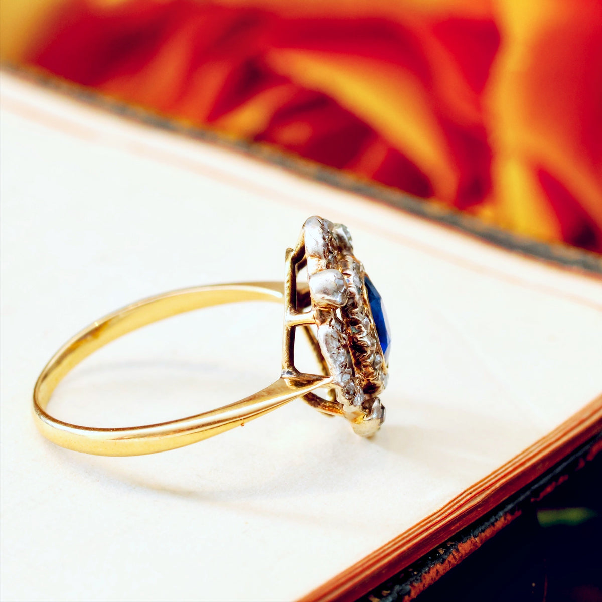 Fanciful Antique Sapphire & Diamond Cluster Ring