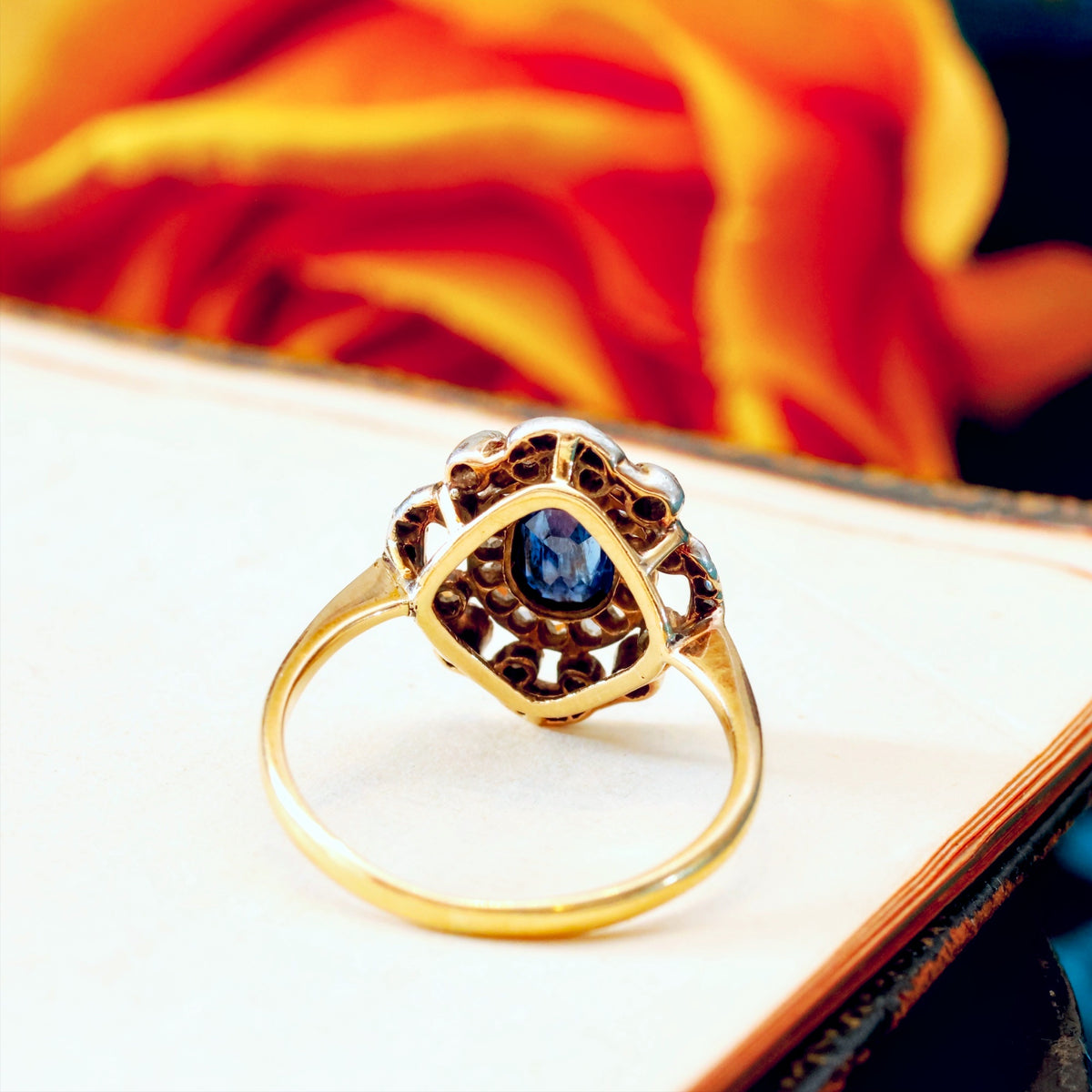 Fanciful Antique Sapphire & Diamond Cluster Ring