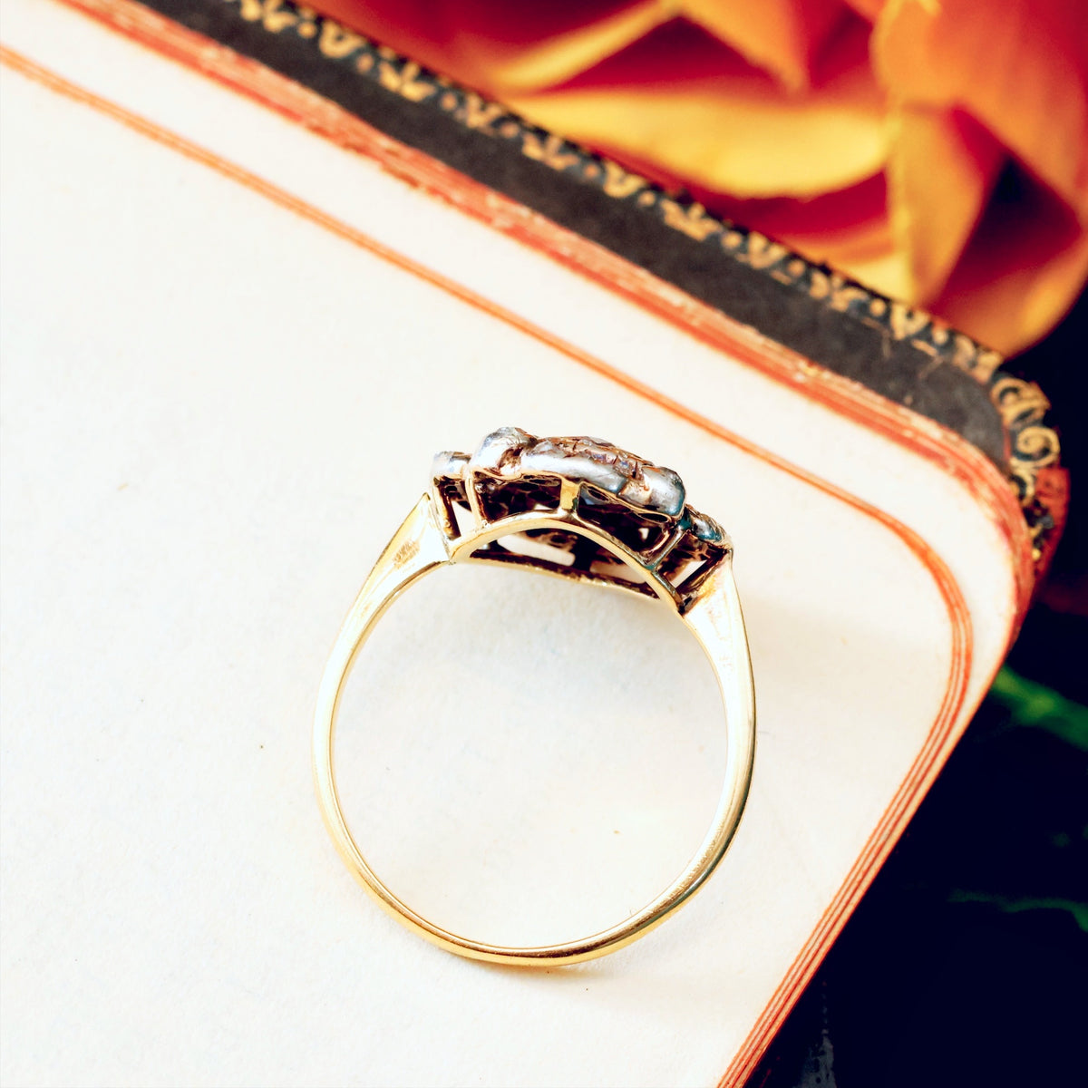 Fanciful Antique Sapphire & Diamond Cluster Ring