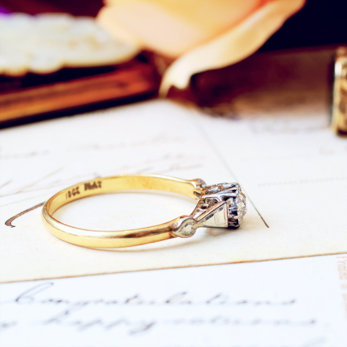 Pretty Vintage Hand Cut Diamond Solitaire Ring