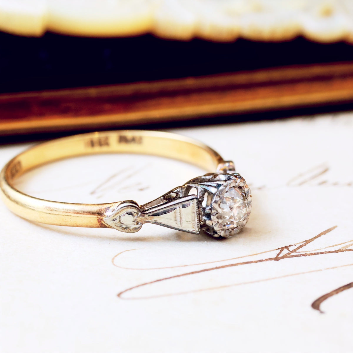 Pretty Vintage Hand Cut Diamond Solitaire Ring