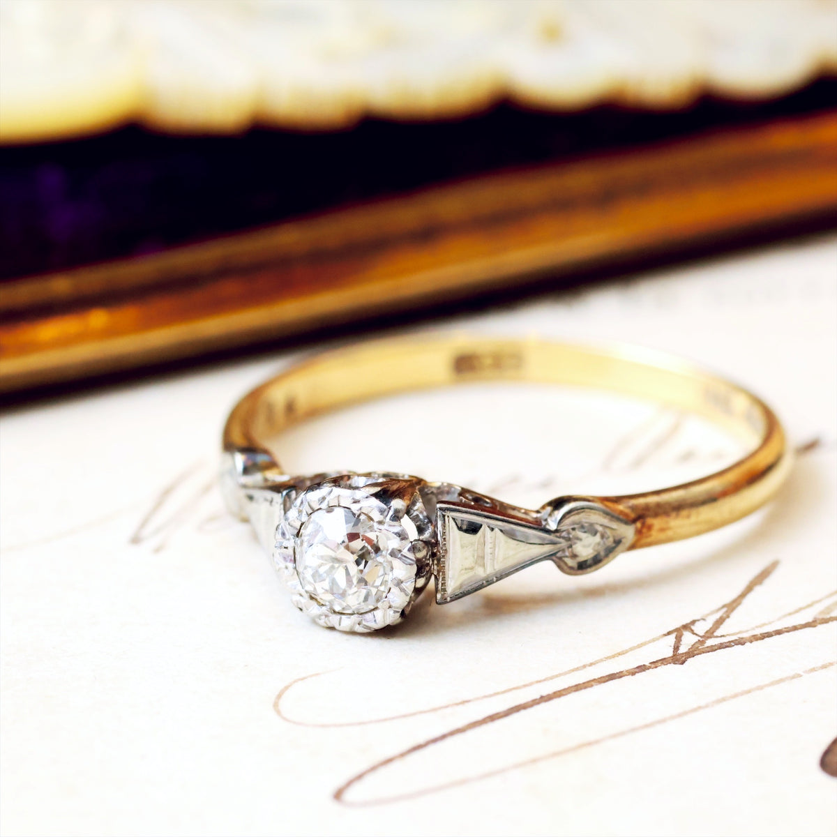 Pretty Vintage Hand Cut Diamond Solitaire Ring