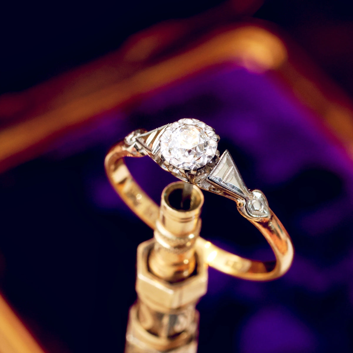 Pretty Vintage Hand Cut Diamond Solitaire Ring