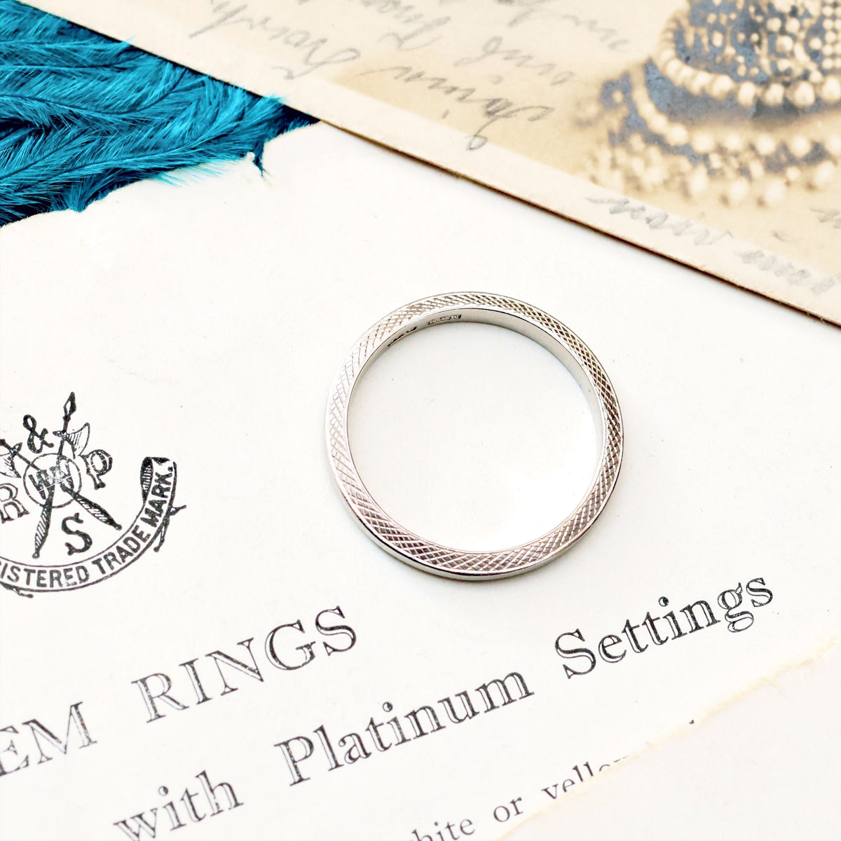 Vintage Size 'K.5' '5.5' Art Deco Platinum Wedding Ring