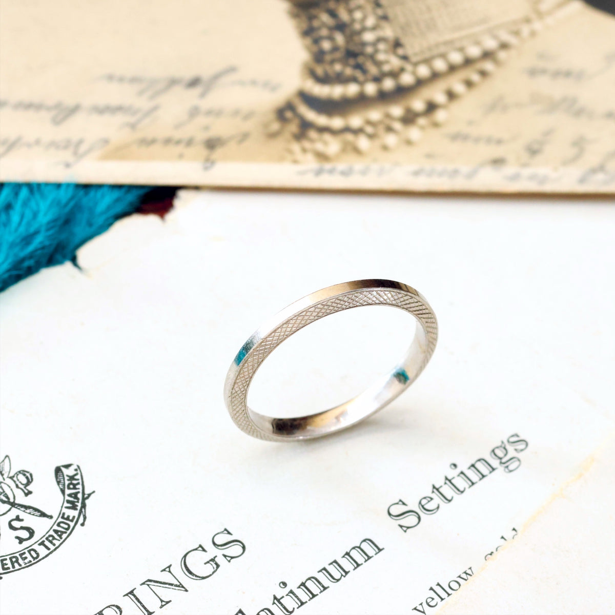 Vintage Size 'K.5' '5.5' Art Deco Platinum Wedding Ring