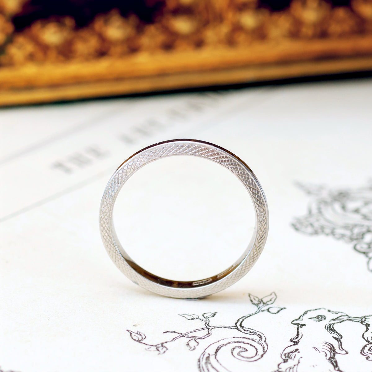 Vintage Size 'K.5' '5.5' Art Deco Platinum Wedding Ring