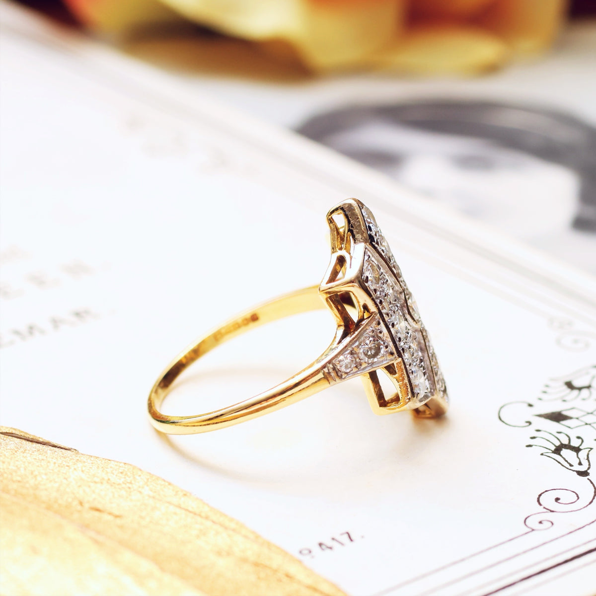 SuperStar Vintage Art Deco Diamond Cluster Ring
