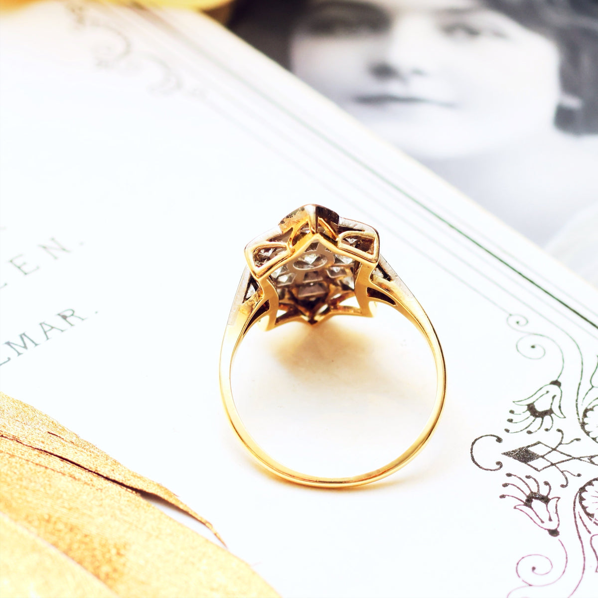 SuperStar Vintage Art Deco Diamond Cluster Ring